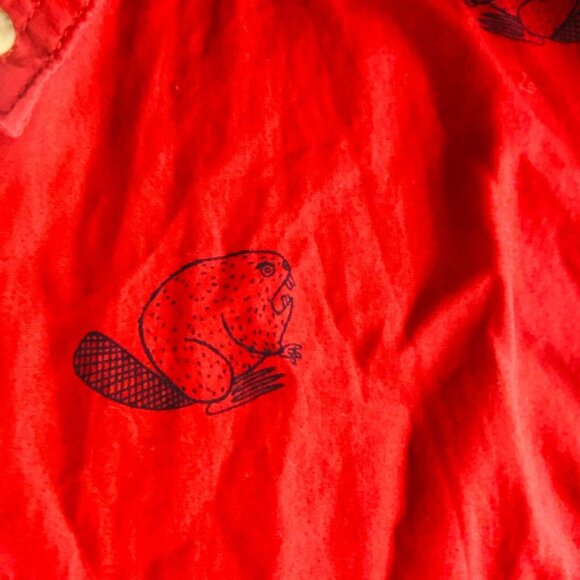 Duluth Trading Button Up Shirt Mens Angry Beaver Lumberjack Hipster Red L - Picture 4 of 10